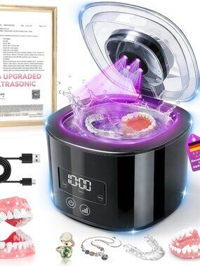 5.0 Upgraded Ultrasonic Retainer CleanerTop1 German MotorSGS-Certified 50KHz Ult
